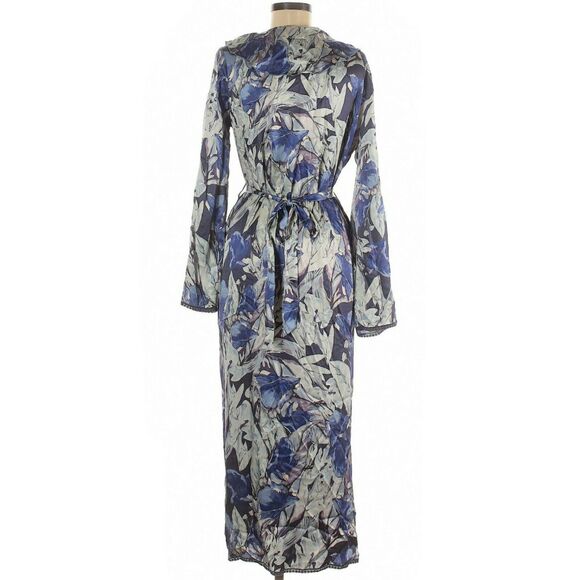 TULAROSA Drucilla duster long sleeve ruffle wrap kimono in midnight floral Sz S - Picture 2 of 12